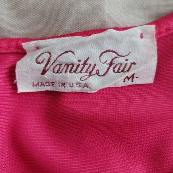 Vintage Vanity Fair Pink Nightgown Robe Pajama Set Size Medium - Stains - Picture 5 of 12